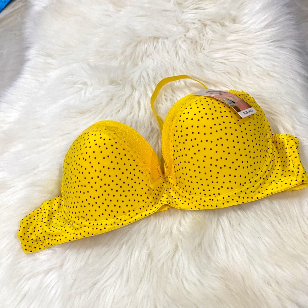 NEW YELLOW POLKA DOT BRA WITH REMOVABLE STRAPS